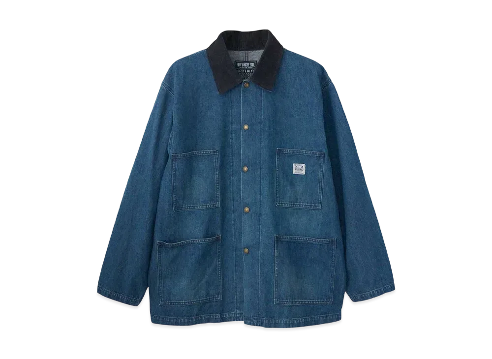 HYSTERIC GLAMOUR Woman On Skull Coverall Jacket "Light Indigo Blue"