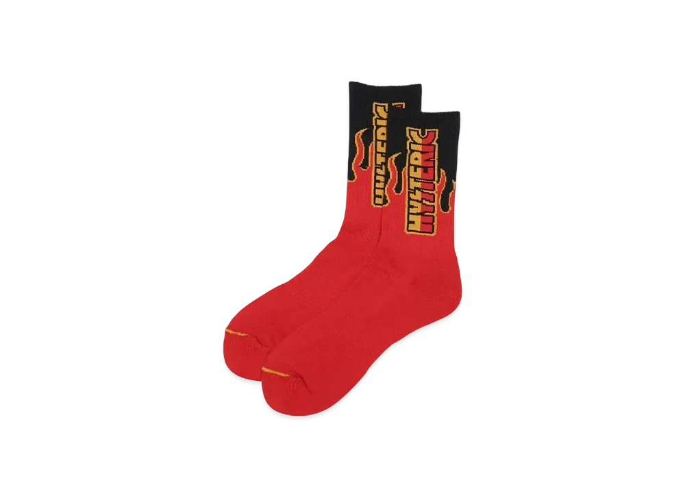 HYSTERIC GLAMOUR Hysteric Fire Sports Socks "Red"