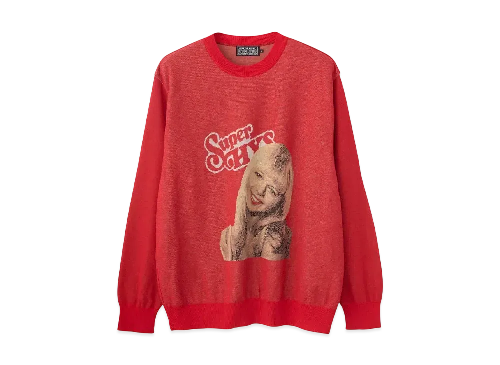 HYSTERIC GLAMOUR Rock My World Jacquard Sweater "Red"