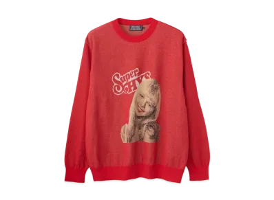 HYSTERIC GLAMOUR Rock My World Jacquard Sweater "Red"