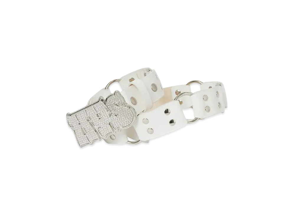 HYSTERIC GLAMOUR Hypnotized Logo Ring Leather Belt "White"