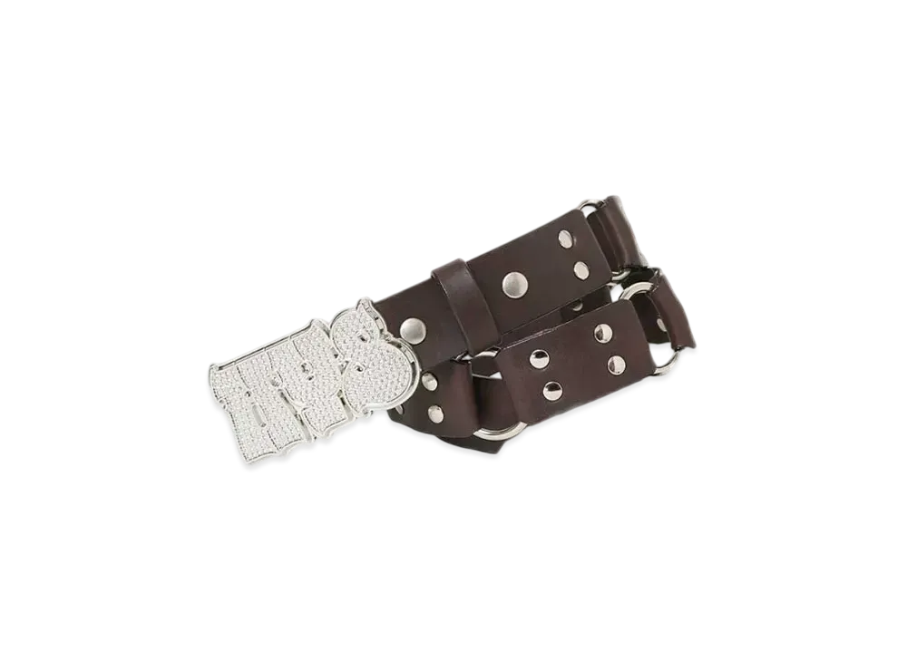HYSTERIC GLAMOUR Hypnotized Logo Ring Leather Belt "Brown"