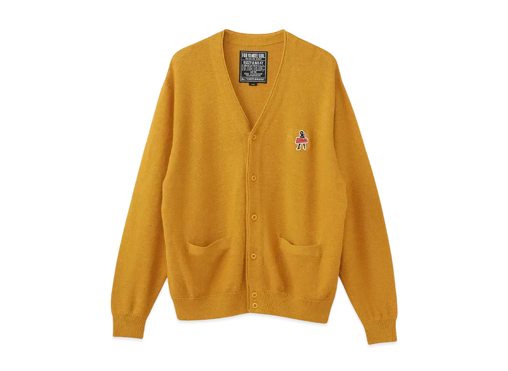 HYSTERIC GLAMOUR Vixen Girl Patch Cardigan "Yellow"