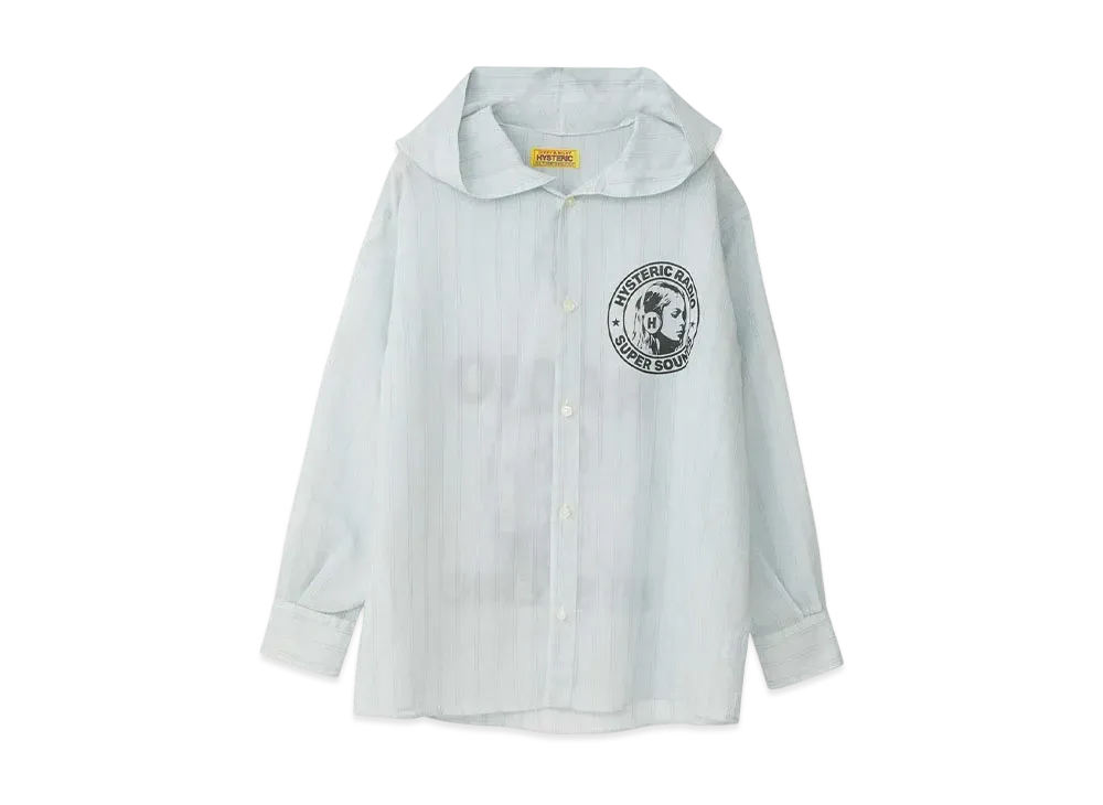 HYSTERIC GLAMOUR Hysteric Radio Hooded Shirt "Blue"