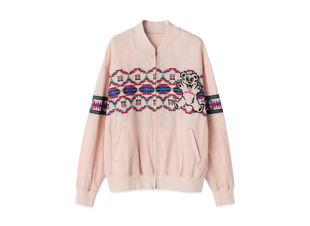 HYSTERIC GLAMOUR Fire Bear&Native Pattern Embroidery Blouson "Pink"
