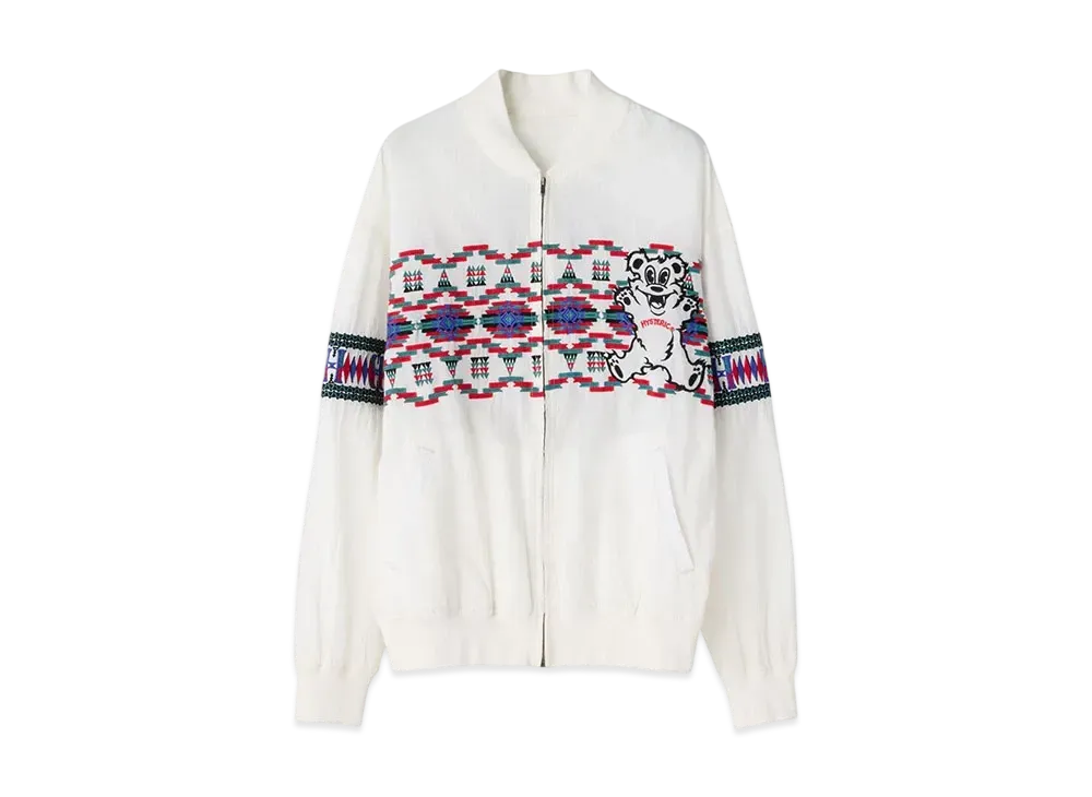 HYSTERIC GLAMOUR Fire Bear&Native Pattern Embroidery Blouson "White"