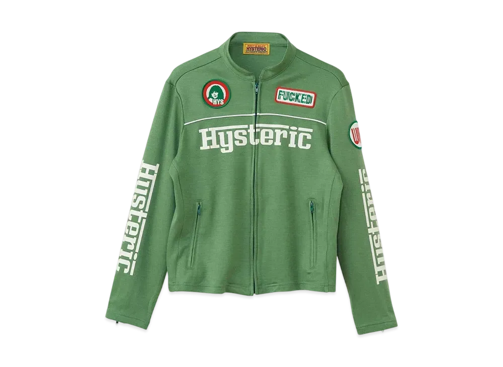 HYSTERIC GLAMOUR Circle Girl Patch Racing Jacket "Green"