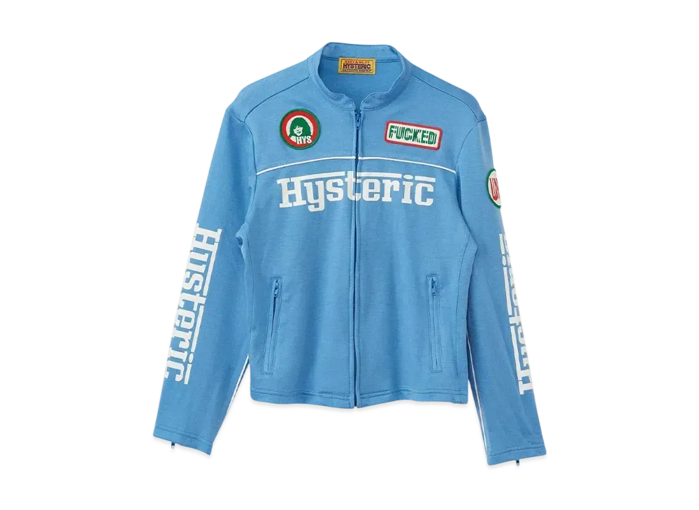 HYSTERIC GLAMOUR Circle Girl Patch Racing Jacket "Blue"