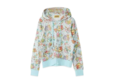 HYSTERIC GLAMOUR Fire Bear Dream Pattern Short Hoodie "Blue"