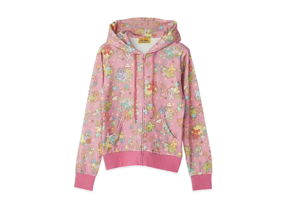 HYSTERIC GLAMOUR Fire Bear Dream Pattern Short Hoodie "Pink"