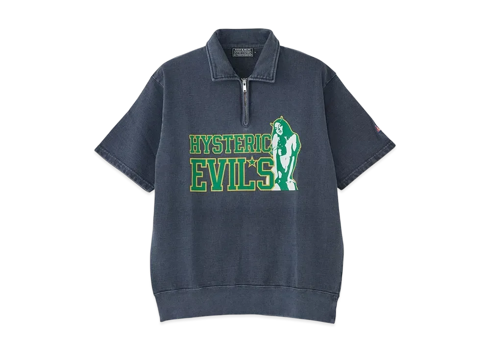 HYSTERIC GLAMOUR Hysteric Evil'S Collared Sweatshirt "Navy"