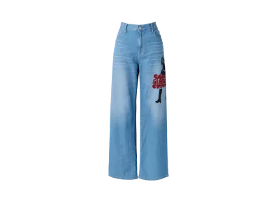 HYSTERIC GLAMOUR Vixen Girl Wide Pants "Light Indigo Blue"