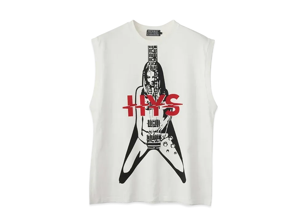 ヒステリックグラマー フライングV ノースリーブ Tシャツ "ホワイト"