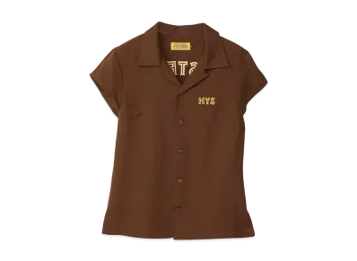HYSTERIC GLAMOUR Spook Show Embroidery Bowling Shirt "Brown"