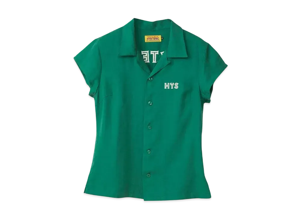 HYSTERIC GLAMOUR Spook Show Embroidery Bowling Shirt "Green"