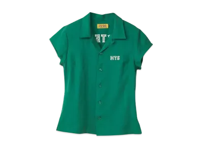 HYSTERIC GLAMOUR Spook Show Embroidery Bowling Shirt "Green"
