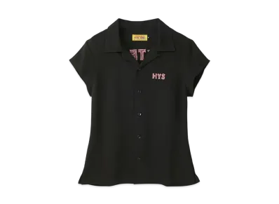 HYSTERIC GLAMOUR Spook Show Embroidery Bowling Shirt "Black"