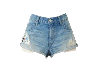 HYSTERIC GLAMOUR My Hysteric Distressed Denim Shorts "Light Indigo Blue"