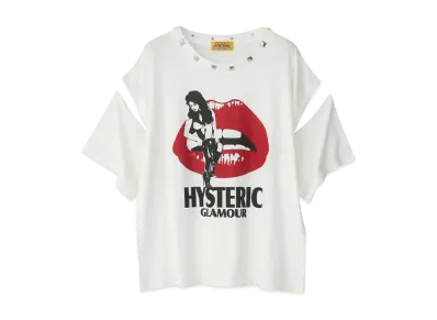HYSTERIC GLAMOUR Hysteric Lips Girl Sitting Oversized T-Shirt "White"