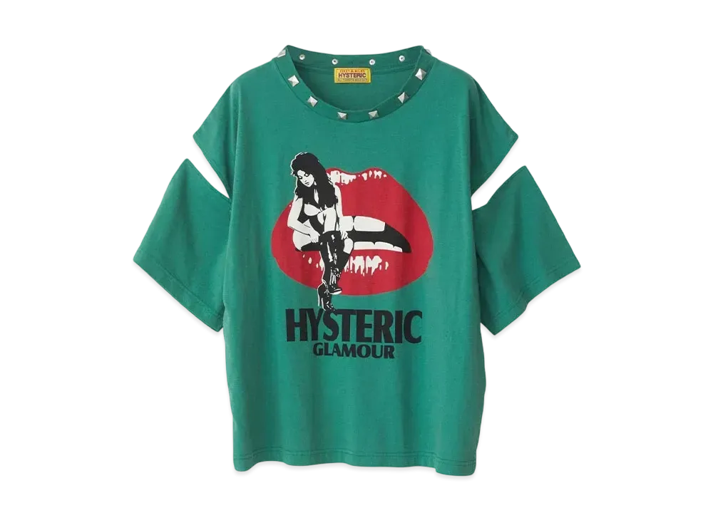 HYSTERIC GLAMOUR Hysteric Lips Girl Sitting Oversized T-Shirt "Green"