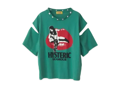 HYSTERIC GLAMOUR Hysteric Lips Girl Sitting Oversized T-Shirt "Green"