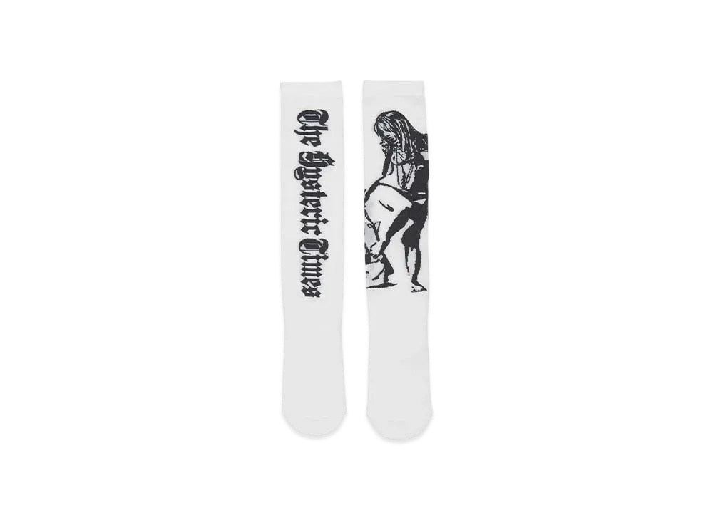 HYSTERIC GLAMOUR Hysteric Times Sheer High Socks "White"