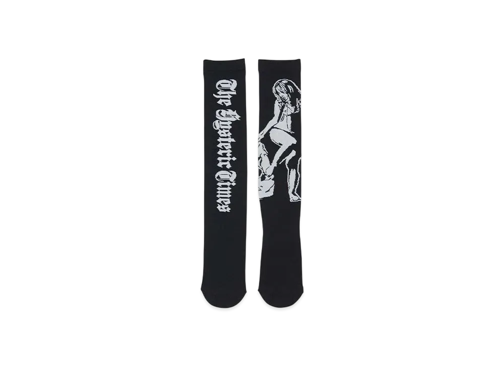 HYSTERIC GLAMOUR Hysteric Times Sheer High Socks "Black"