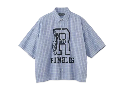 HYSTERIC GLAMOUR Rumbles Wide Regular Collar Shirt "Blue"