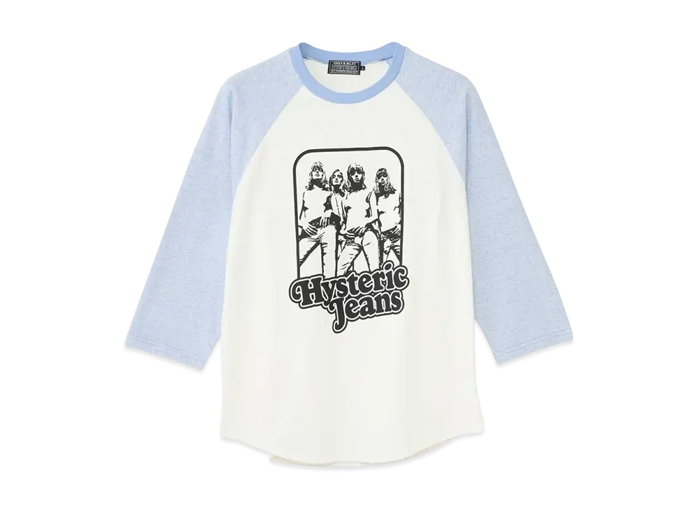 HYSTERIC GLAMOUR Hysteric Jeans 3/4 Sleeve T-Shirt "Blue"