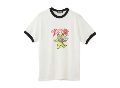 HYSTERIC GLAMOUR Fire Bear Glitter T-Shirt "White"