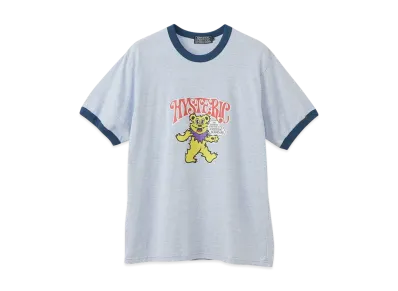 HYSTERIC GLAMOUR Fire Bear Glitter T-Shirt "Blue"