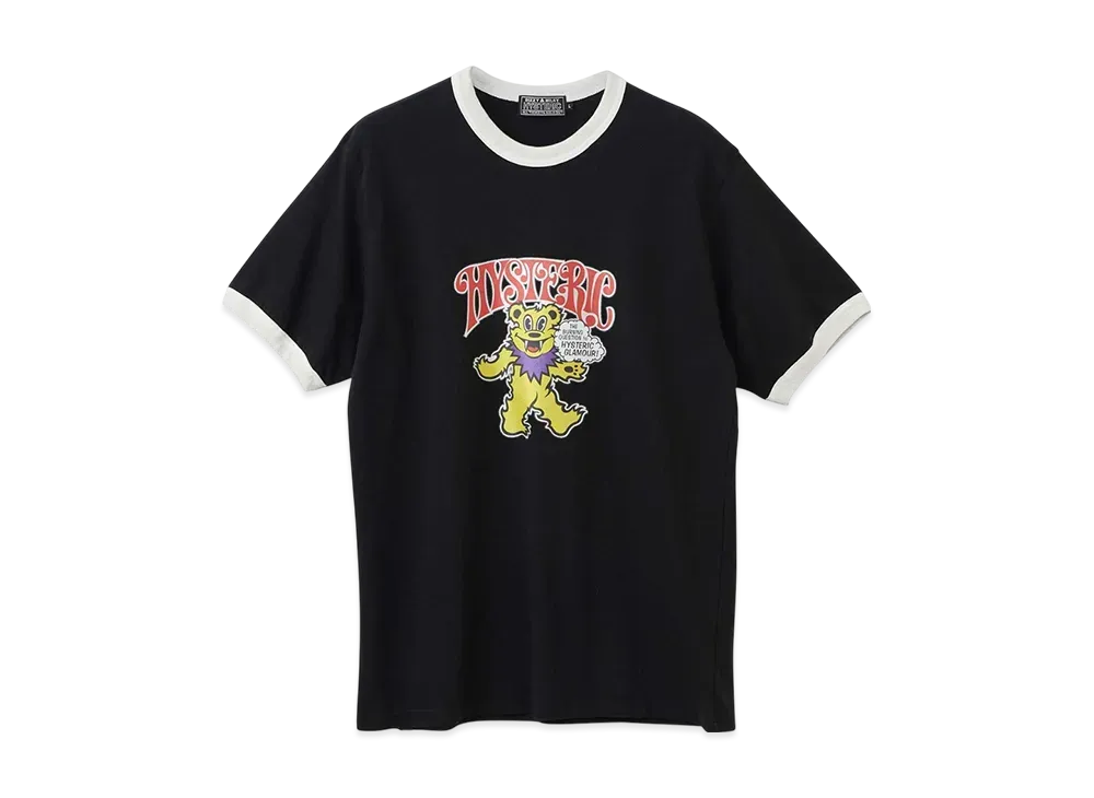 HYSTERIC GLAMOUR Fire Bear Glitter T-Shirt "Black"