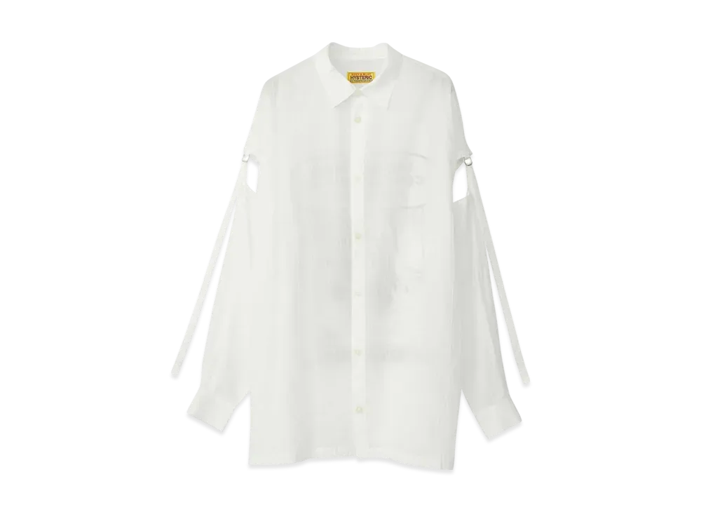 HYSTERIC GLAMOUR Shocking Bad Girl Slit Sleeve Shirt "White"