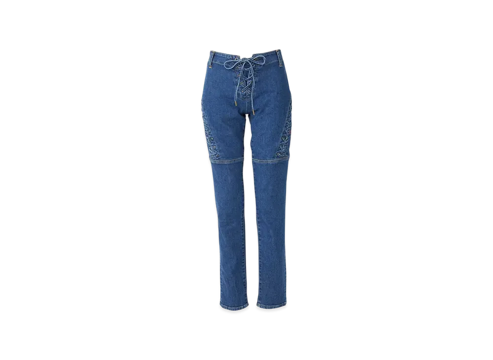 HYSTERIC GLAMOUR Lace Up Denim Stretch Pants "Light Indigo Blue"