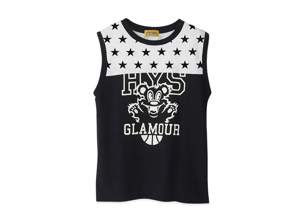 HYSTERIC GLAMOUR Fire Bear College Sleeveless "Black"