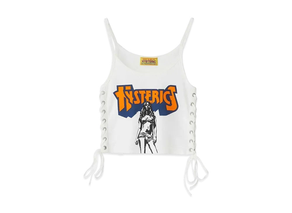 HYSTERIC GLAMOUR Bad As Mama Lace-Up Short Camisole "White"