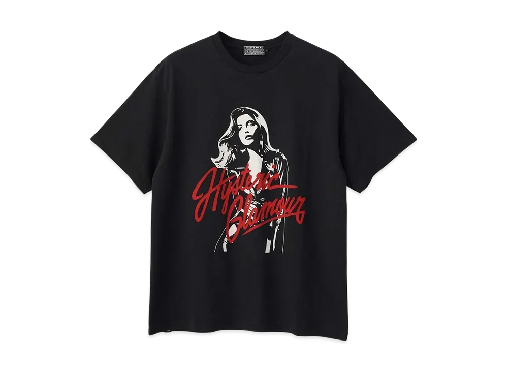 HYSTERIC GLAMOUR Leather Woman T-Shirt "Black"