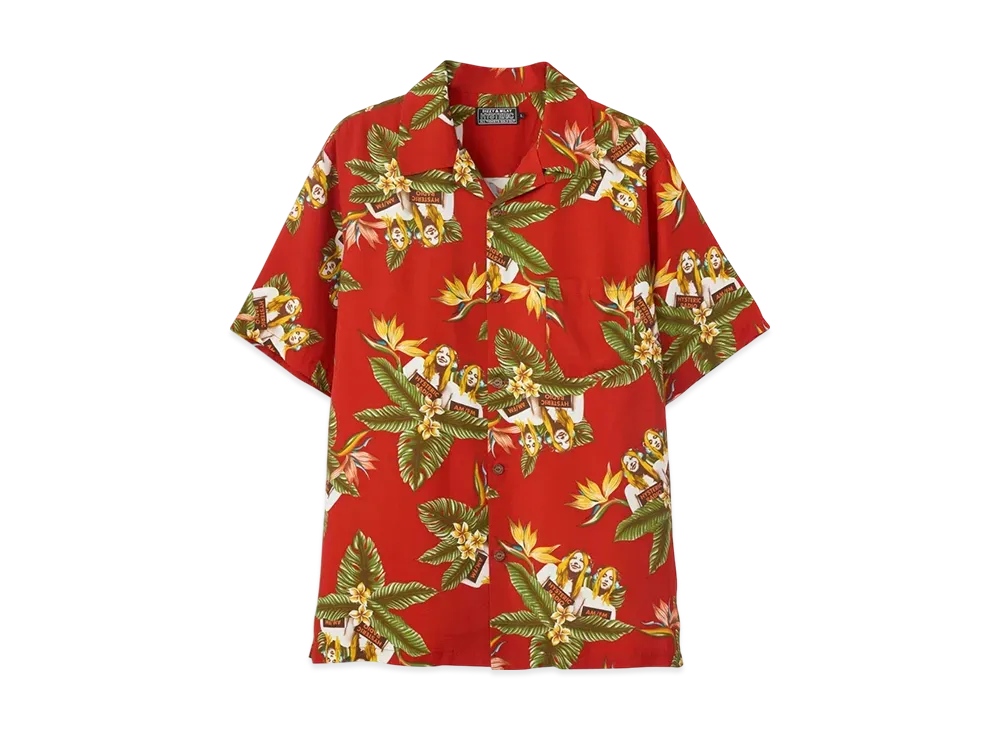 HYSTERIC GLAMOUR Tropic Channel Pattern Open Collar Shirt "Black"