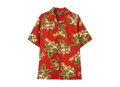 HYSTERIC GLAMOUR Tropic Channel Pattern Open Collar Shirt "Black"