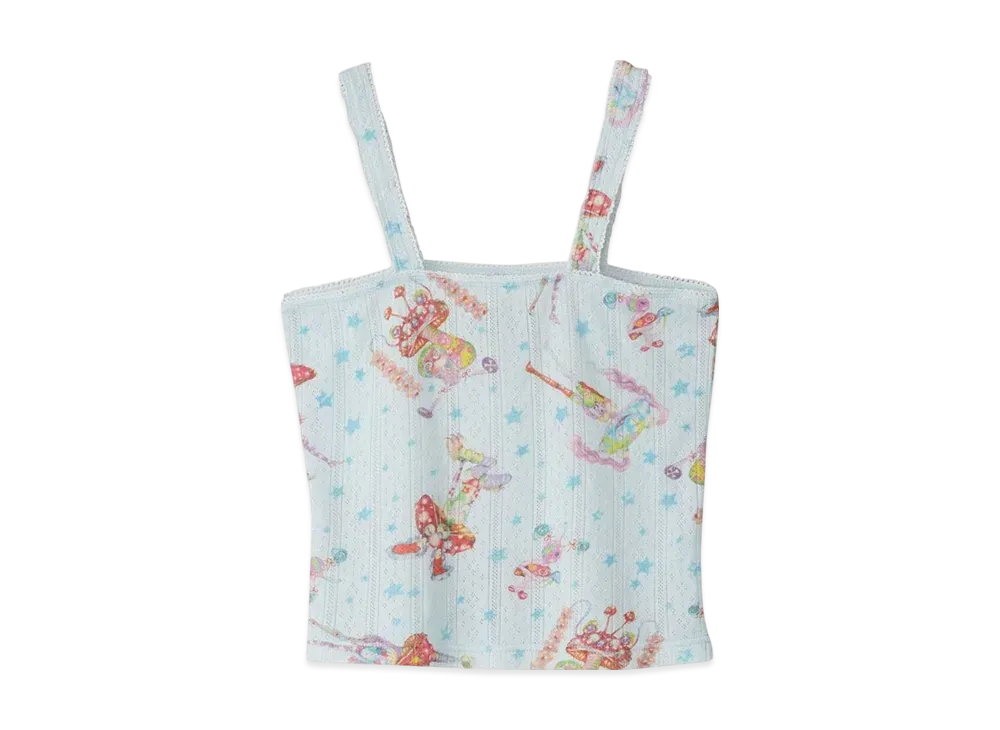 HYSTERIC GLAMOUR Emma/Mushroom Punk Band Pattern Camisole "Blue"