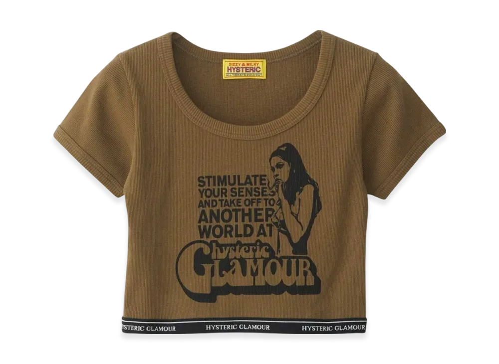 HYSTERIC GLAMOUR Smoking Girl Chibi T-Shirt "Khaki"