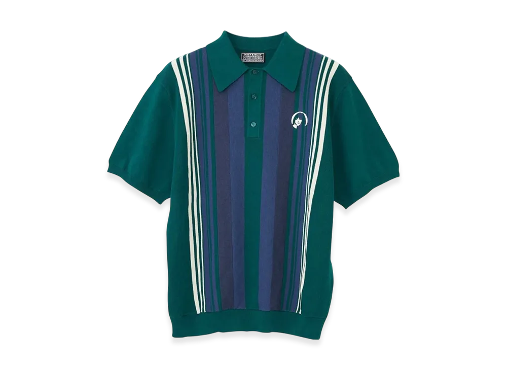 HYSTERIC GLAMOUR Stay Sick Embroidered Polo Collar Sweater "Green"