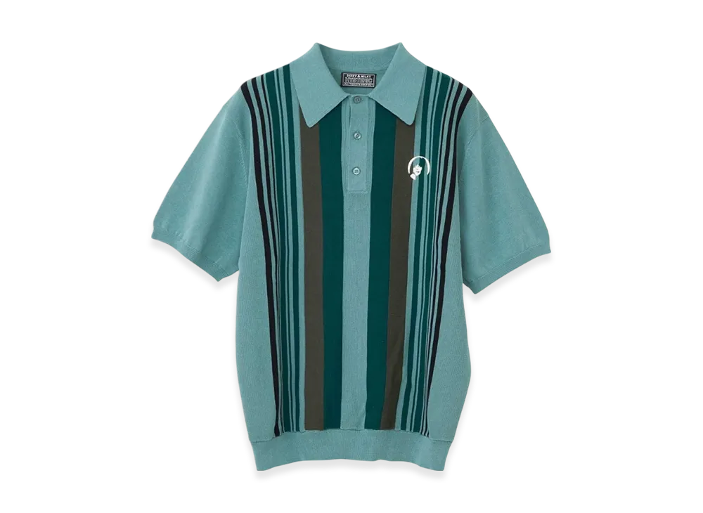 HYSTERIC GLAMOUR Stay Sick Embroidered Polo Collar Sweater "Blue"