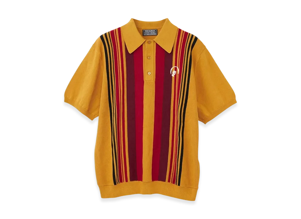 HYSTERIC GLAMOUR Stay Sick Embroidered Polo Collar Sweater "Yellow"