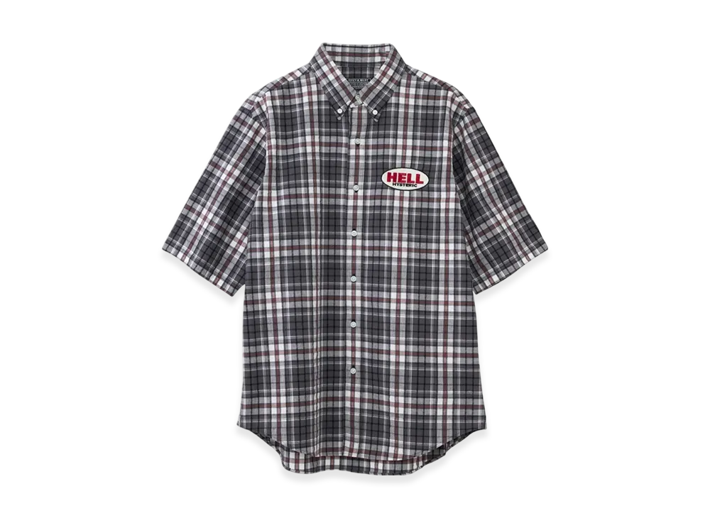 HYSTERIC GLAMOUR Hysteric Hell Embroidered Button Down Shirt "Charcoal Gray"