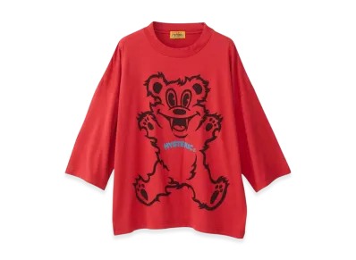 HYSTERIC GLAMOUR Fire Bear Oversized 8/10 Sleeve T-Shirt "Red"