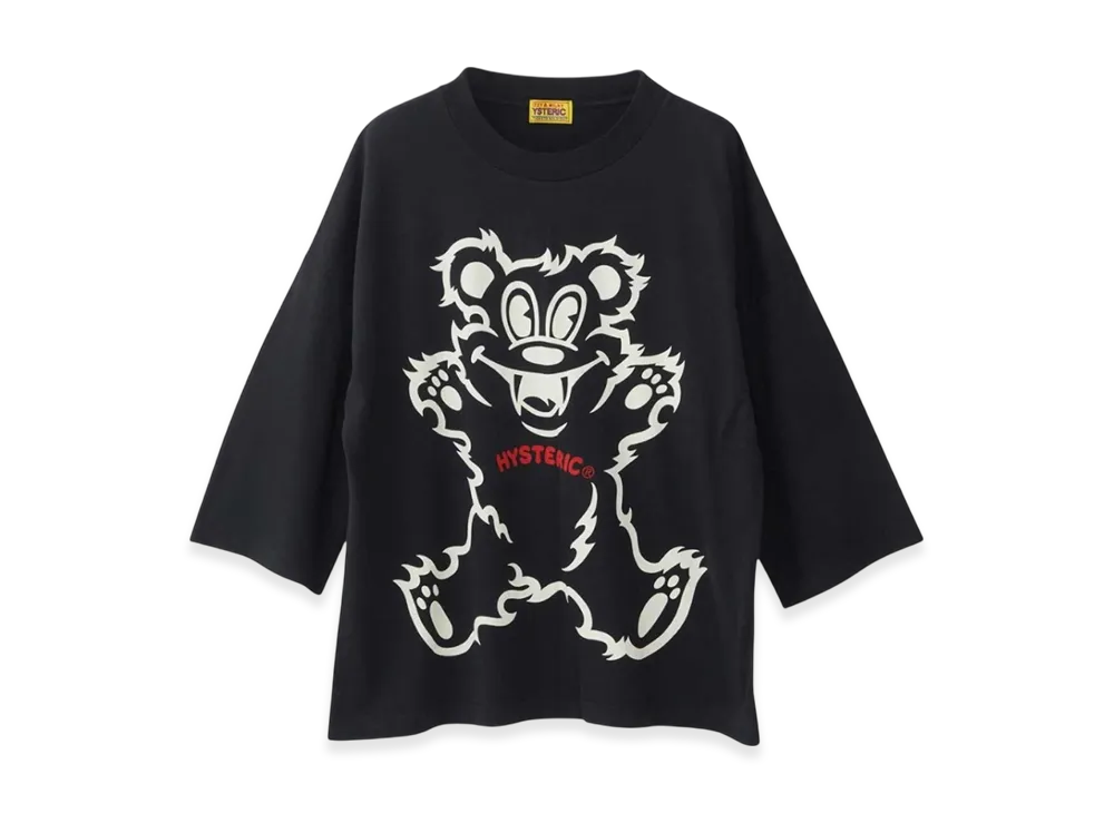 HYSTERIC GLAMOUR Fire Bear Oversized 8/10 Sleeve T-Shirt "Black"