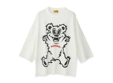 HYSTERIC GLAMOUR Fire Bear Oversized 8/10 Sleeve T-Shirt "White"