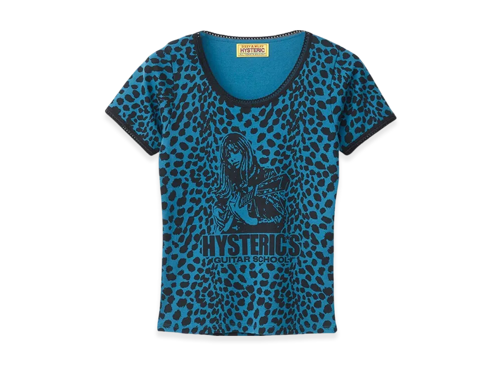 HYSTERIC GLAMOUR Hysteric's Guitar School Patterned Mini T-Shirt "Blue"