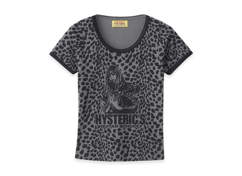 HYSTERIC GLAMOUR Hysteric's Guitar School Patterned Mini T-Shirt "Charcoal Gray"